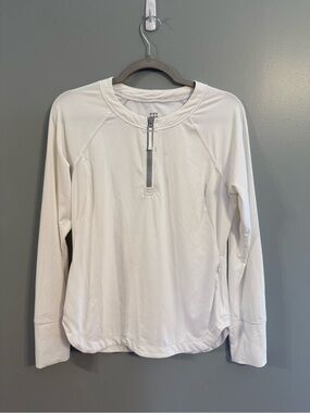 Title Nine Women’s White Long Sleeve 1/4 Zip Rash Guard Swim Paddle UPF Medium